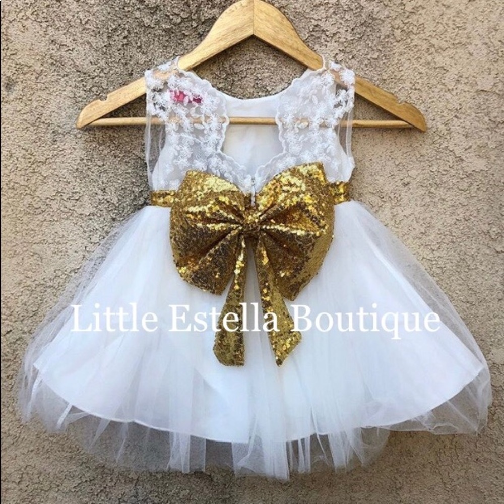 Girls White Formal Party Tulle Dress